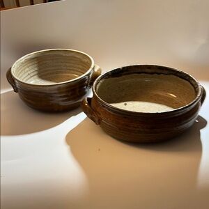 Sanderson Toad Hill Pottery vintage matching Rustic Brown  Bowls 1993